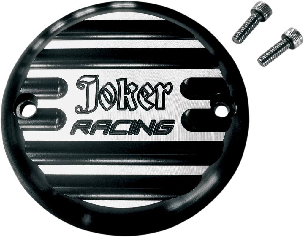 Joker Machine Points Cover - Finned Joker Racing - 2 Hole - Black Anodized 02-98JFB - Main Product View