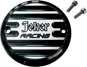 Joker Machine Points Cover - Finned Joker Racing - 2 Hole - Black Anodized 02-98JFB - Main Product View
