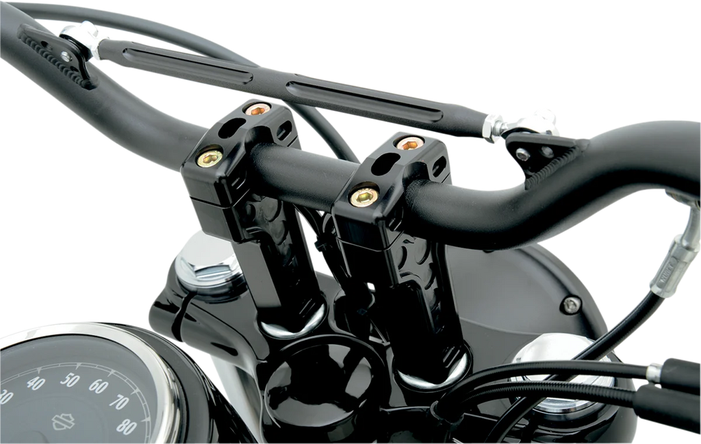 Joker Machine Risers - Dual - 4" - Harley Davidson - Black 03-864B - Side View