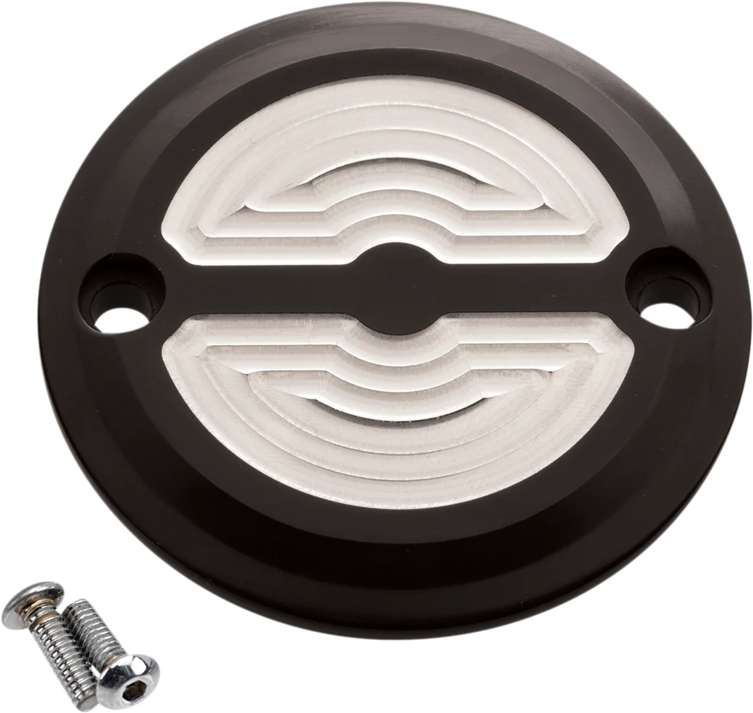 Joker Machine Timing Cover - Milled - Black - M8 02-972-2 - Side View
