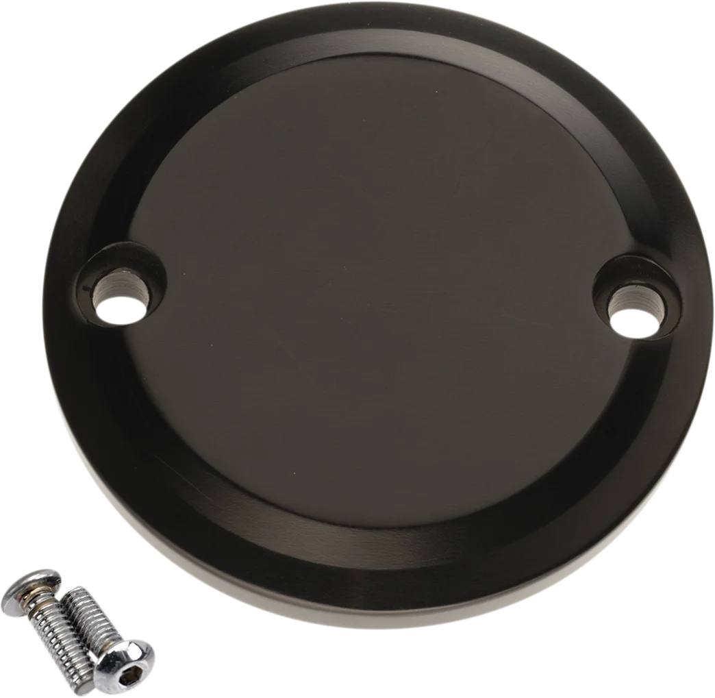 Joker Machine Timing Cover - Smooth - Black Anodized - M8 02-971-1 - Side View