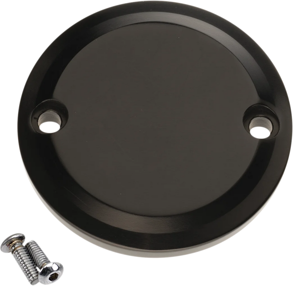 Joker Machine Timing Cover - Smooth - Black Anodized - M8 02-971-1 - Side View