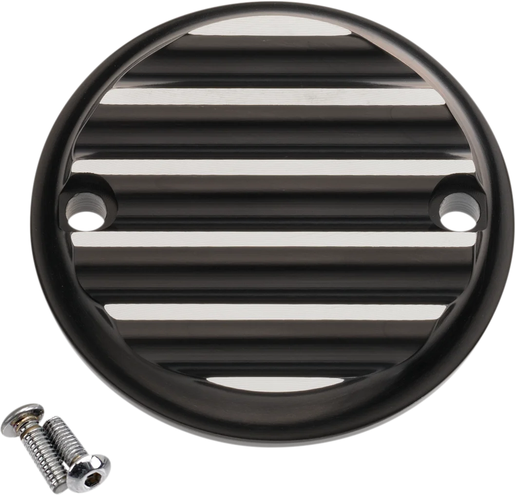 Joker Machine Timing Cover - Smooth - Black Anodized - M8 02-971-1 - Detail View
