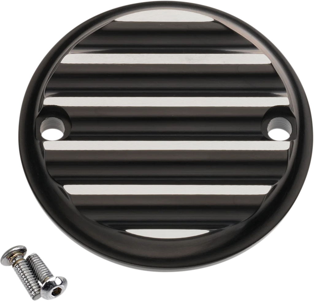 Joker Machine Timing Cover - Smooth - Black Anodized - M8 02-971-1 - Detail View