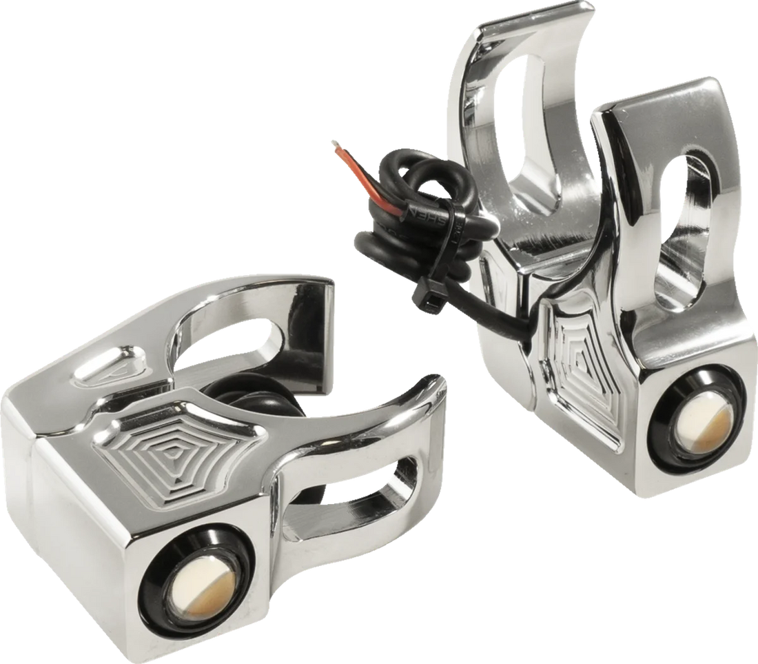 Joker Machine Turn Signal - 39 mm - Amber - Chrome 05-220-3 - Installation View