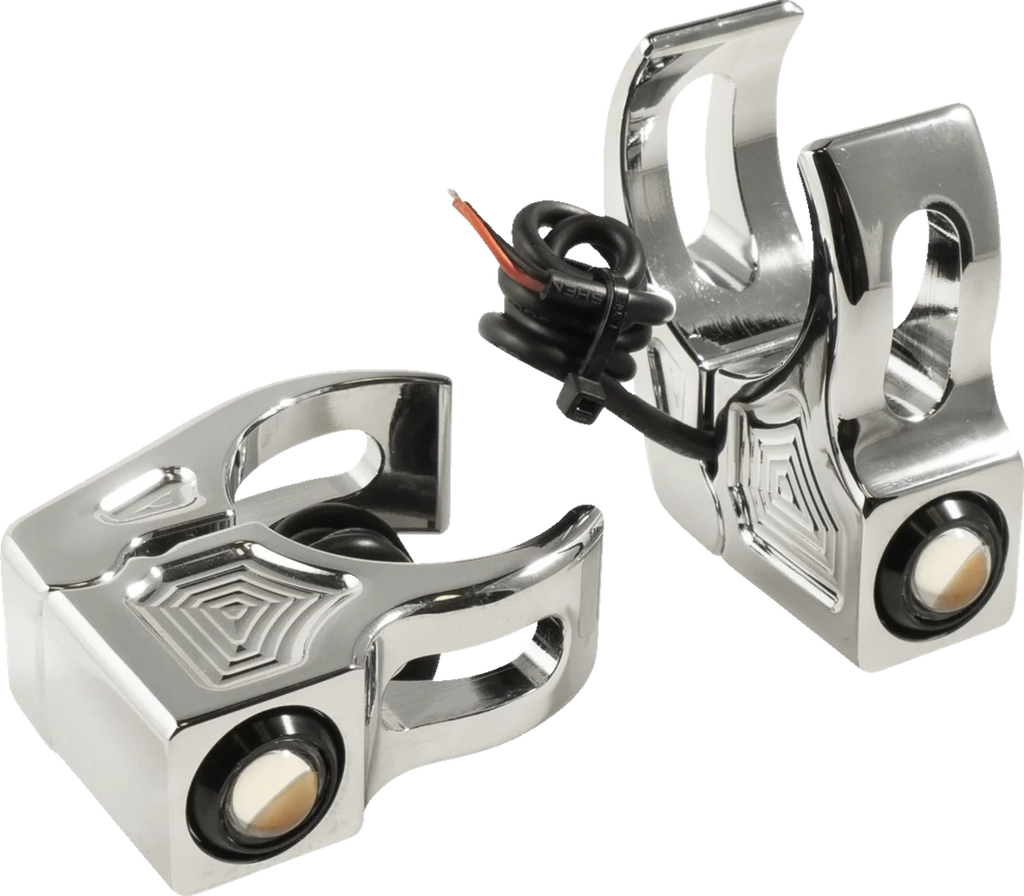 Joker Machine Turn Signal - 39 mm - Amber - Chrome 05-220-3 - Installation View