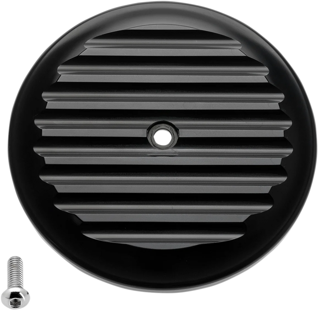 Joker Machine VT Air Cleaner Cover - Finned - Black/Silver 02-220-2 - Side View
