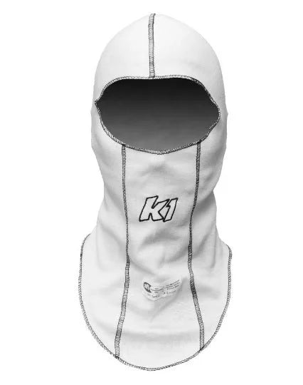 K1 RaceGear Balaclava Head Sock White Single Layer 26-SLH-W