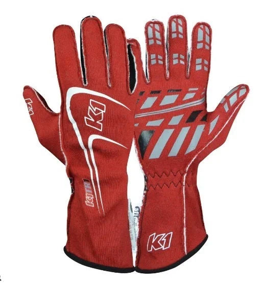K1 RaceGear Glove Track1 Red Medium SFI 5 23-TR1-R-M