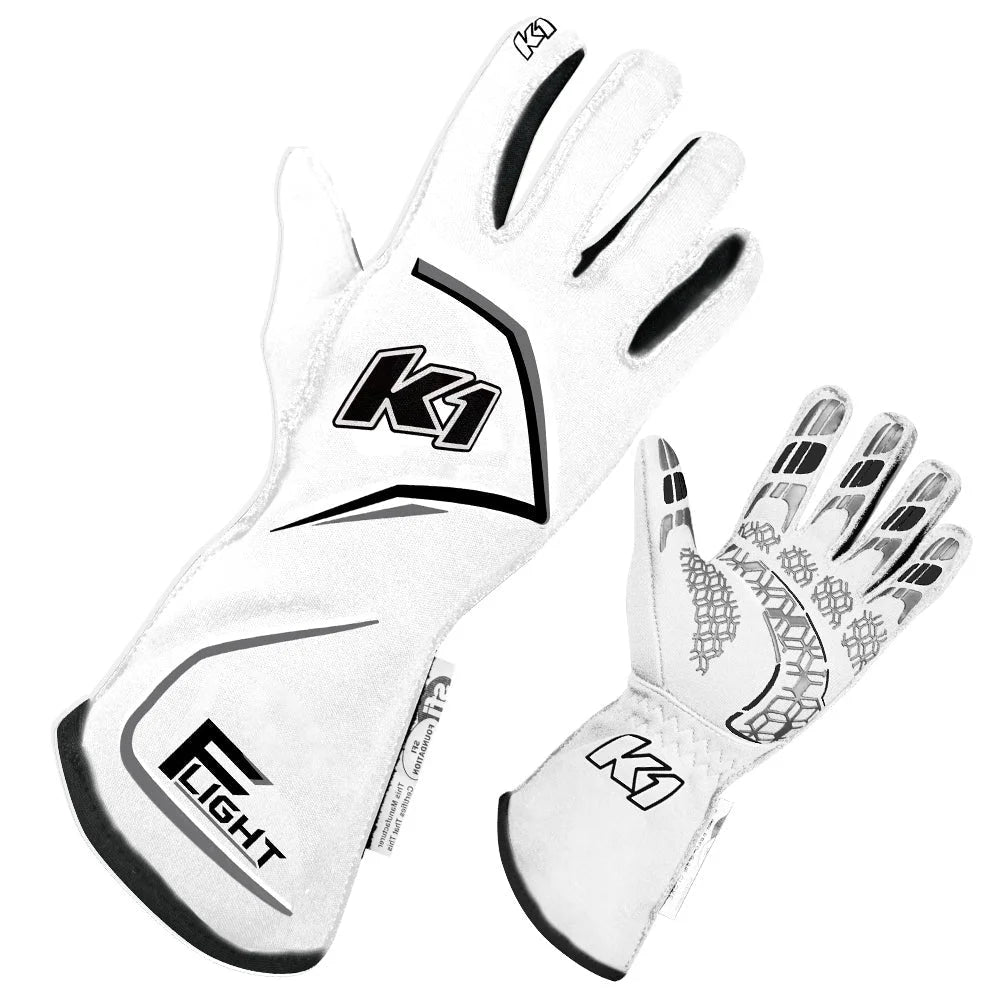 K1 RaceGear Gloves Flight Large White 23-FLT-WG-L