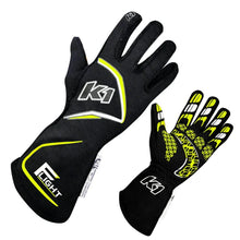Load image into Gallery viewer, K1 RaceGear Gloves Flight Medium Black-Flo Yellow 23-FLT-NFY-M