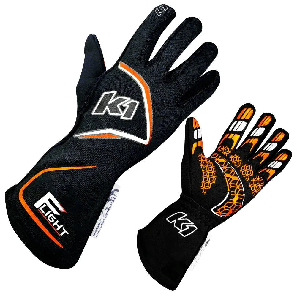 K1 RaceGear Gloves Flight Small Black-Flo Orange 23-FLT-NFO-S