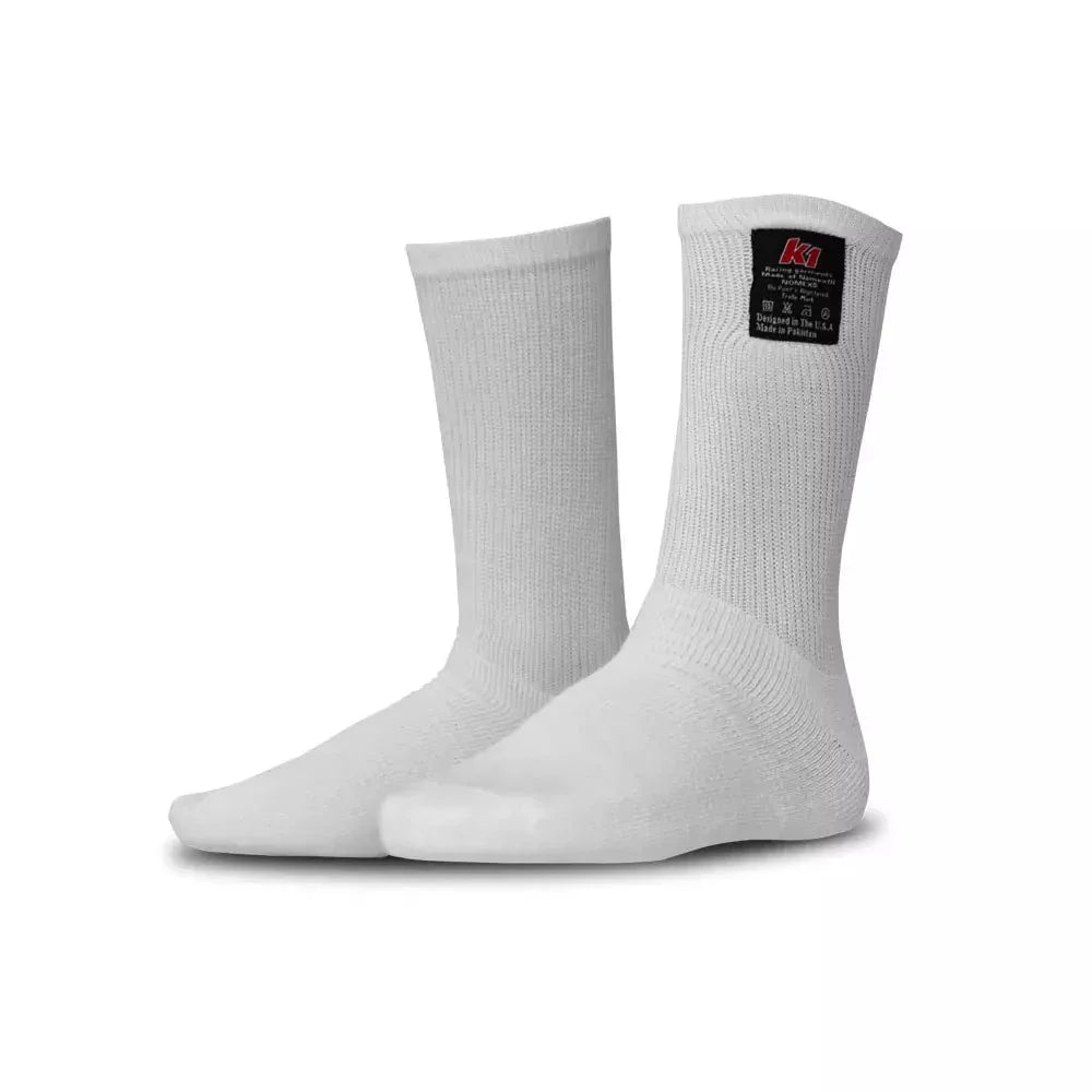 K1 RaceGear Socks Nomex K1 White Small/Medium 26-NSO-W-SM