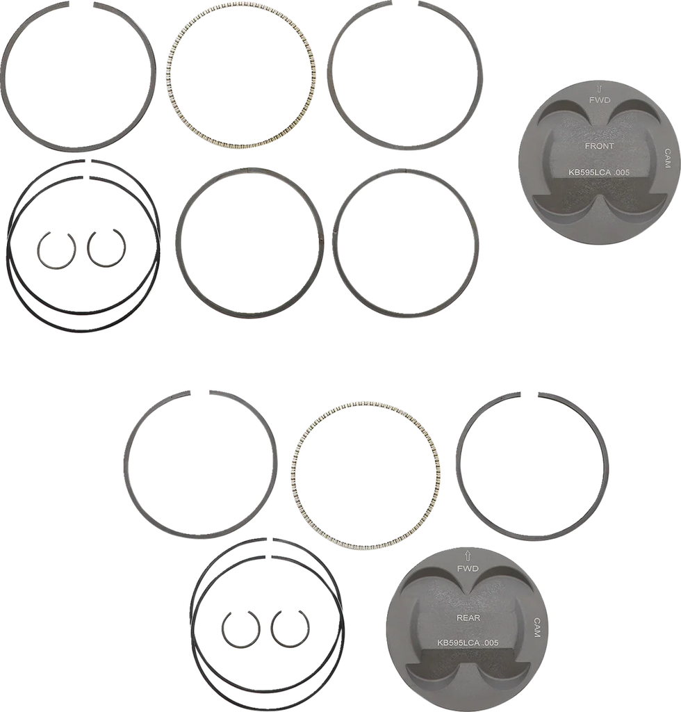 KB Performance Motorcycle Pistons Piston Kit - +.005" - M8 KB595LCA.005 - Main Product View