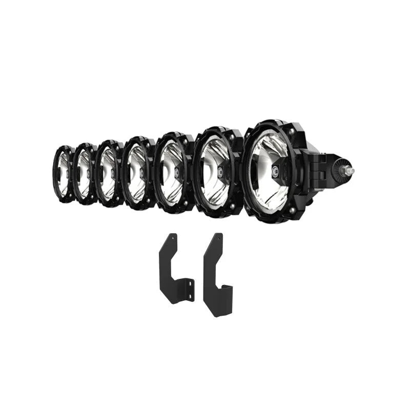 KC HiLiTES 11-16 Ford Super Duty Gravity LED Pro6 7-Light Bar Kit - Front Bumper - Side View