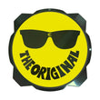 Load image into Gallery viewer, KC HiLiTES 6in. Hard Cover for Gravity Pro6 LED Lights (Single) - Smiley Face- Yellow/Black KC Logo - Side View