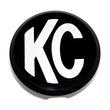 Load image into Gallery viewer, KC HiLiTES 6in. Round Hard Cover for Daylighter/SlimLite/Pro-Sport (Single) - Black w/White KC Logo - Side View