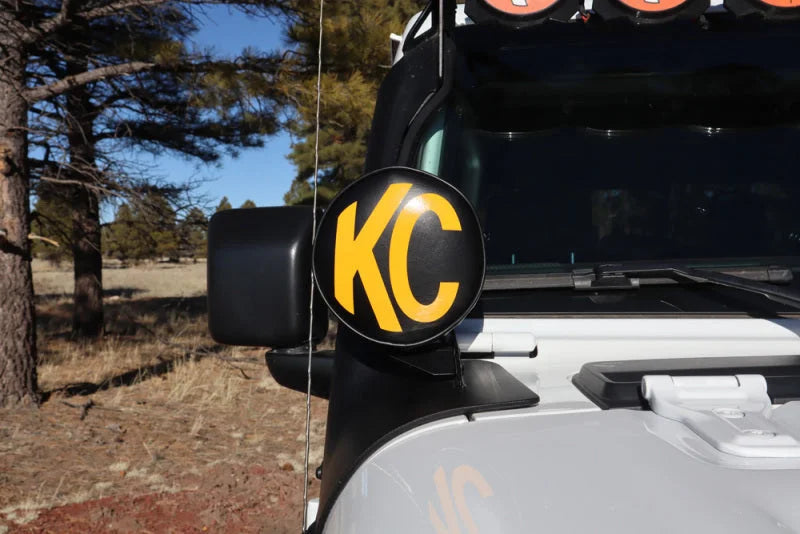 KC HiLiTES 6in. Round Soft Cover (Pair) - Black w/Yellow KC Logo - Additional View 5