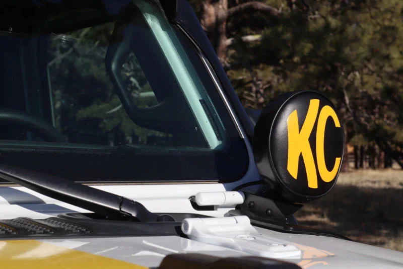 KC HiLiTES 6in. Round Soft Cover (Pair) - Black w/Yellow KC Logo - Additional View 9