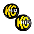 Load image into Gallery viewer, KC HiLiTES 8in. Round Soft Cover HID (Pair) - Black w/Yellow Brushed KC Logo - Main Product View