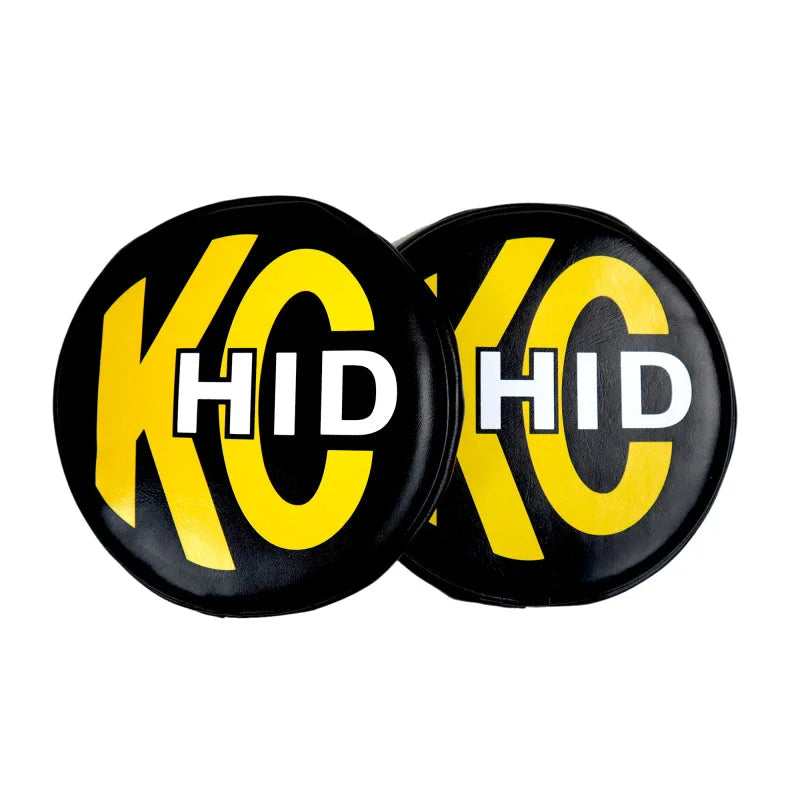 KC HiLiTES 8in. Round Soft Cover HID (Pair) - Black w/Yellow Brushed KC Logo - Additional View 7