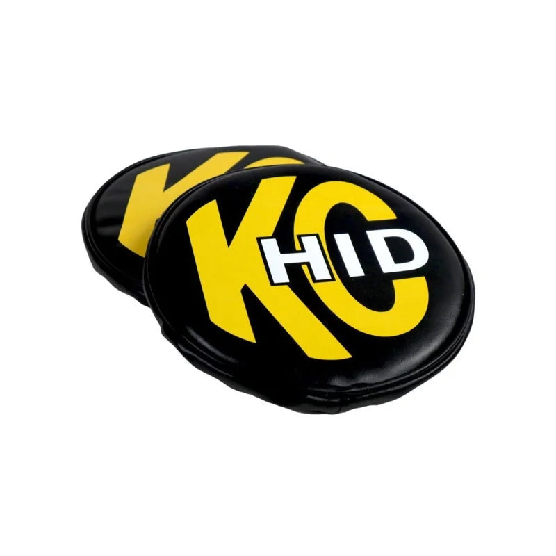KC HiLiTES 8in. Round Soft Cover HID (Pair) - Black w/Yellow Brushed KC Logo - Additional View 8