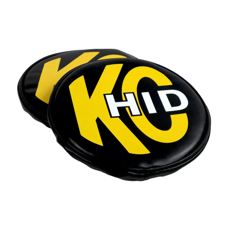 KC HiLiTES 8in. Round Soft Cover HID (Pair) - Black w/Yellow Brushed KC Logo - Additional View 9