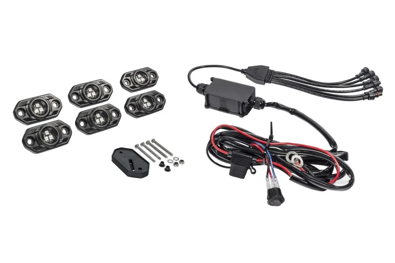 KC HiLiTES C-Series RGB LED Rock Light Kit (Incl. Wiring) - Set of 6 - Back View