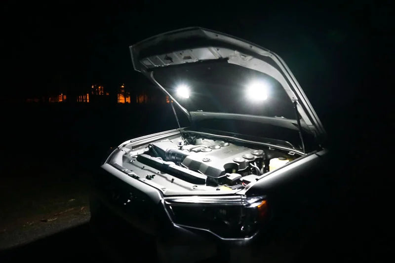 KC HiLiTES Cyclone 2in. LED Universal Under Hood Lighting Kit (Incl. 2 Cyclone Lights/Switch/Wiring) - Side View