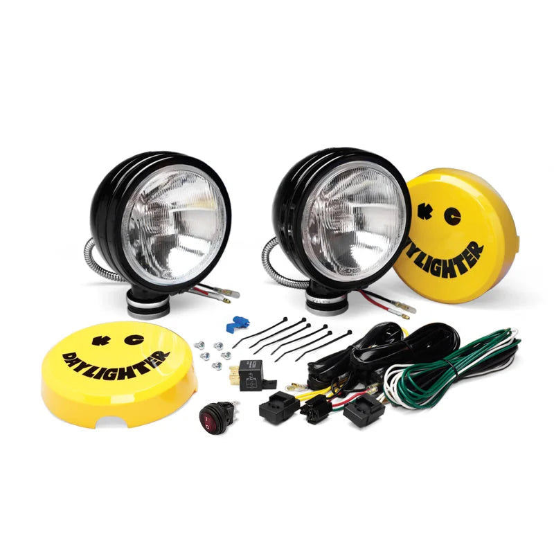KC HiLiTES Daylighter 6in. Halogen Light 100w Spread Beam (Pair Pack System) - Black SS - Main Product View