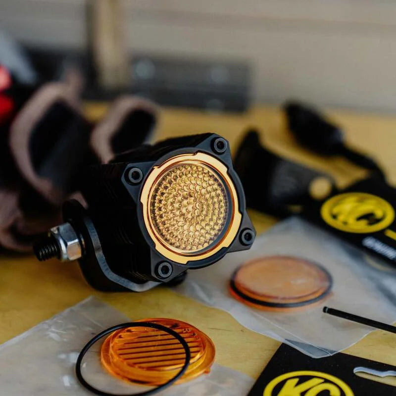 KC HiLiTES FLEX ERA 1 Performance Yellow Flood Beam Lens - Side View