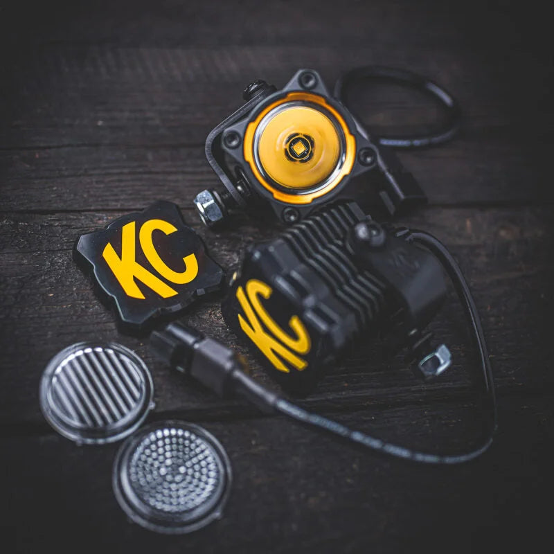 KC HiLiTES FLEX ERA 1 Single Light Cover ONLY (Black/Yellow KC Logo) - Back View