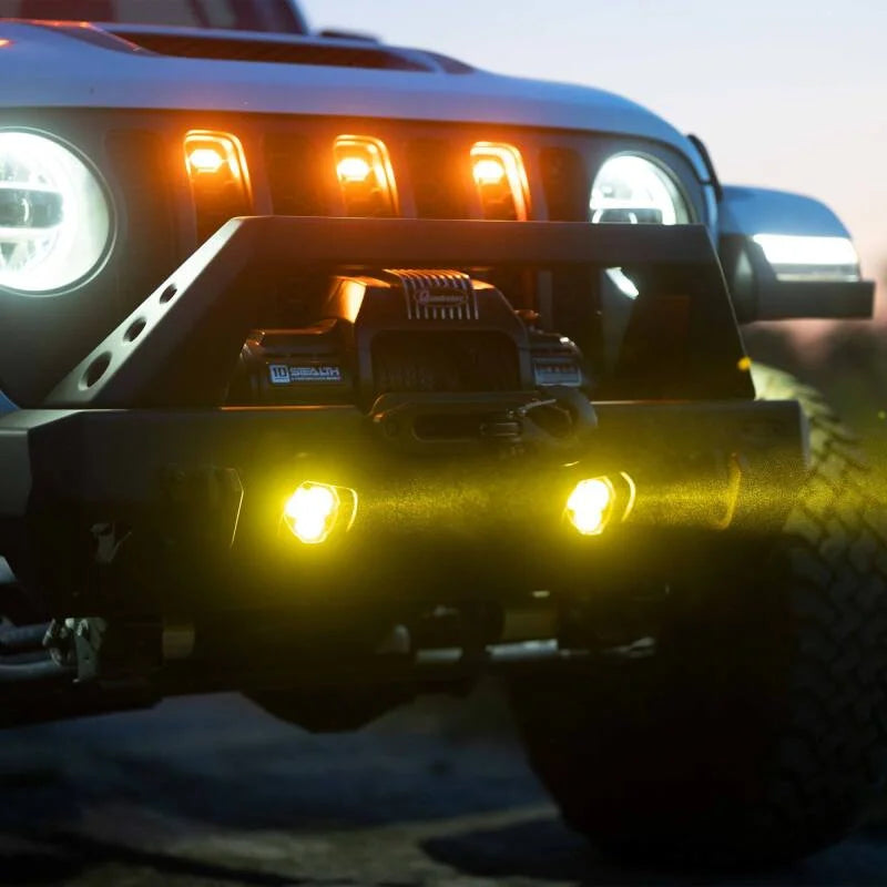 KC HiLiTES FLEX ERA 3 Dual Mode SAE Fog Lights - 2-Light Master Kit for Jeep Aftermarket Bumpers - Back View