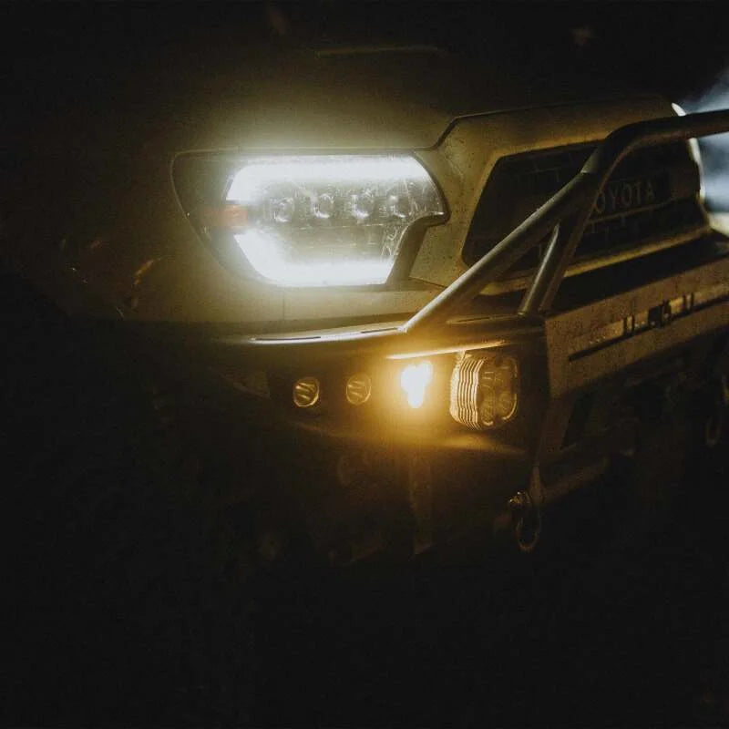 KC HiLiTES FLEX ERA 3 Dual Mode SAE Fog Lights - 2-Light Master Kit for Toyota Aftermarket Bumper - Installation View