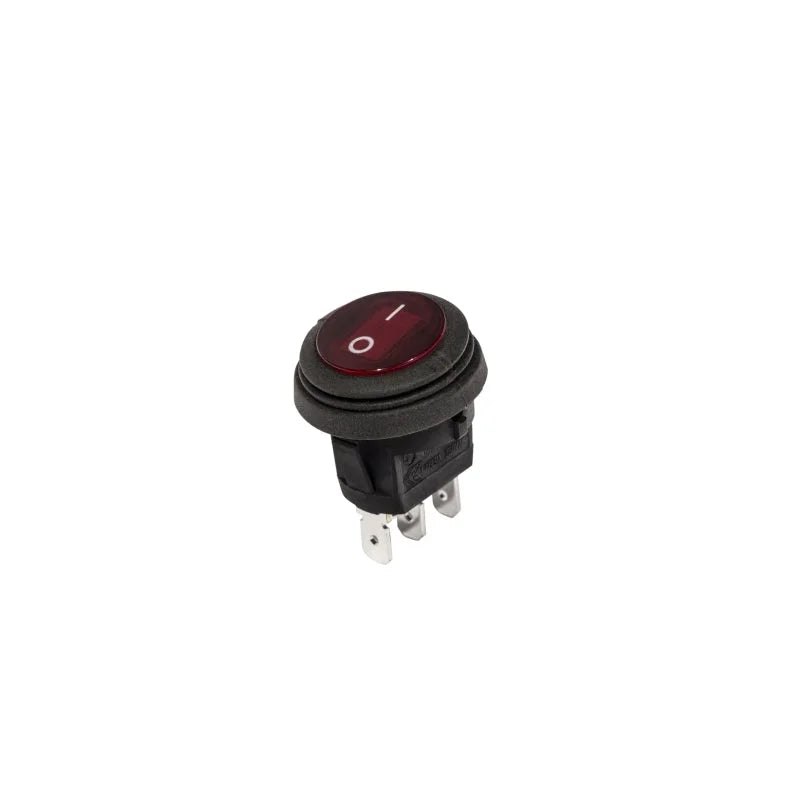 KC HiLiTES Illuminated LED 10A Round Rocker Light Switch - Red - Side View