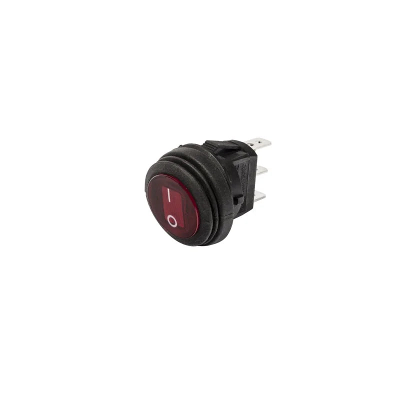 KC HiLiTES Illuminated LED 10A Round Rocker Light Switch - Red - Installation View