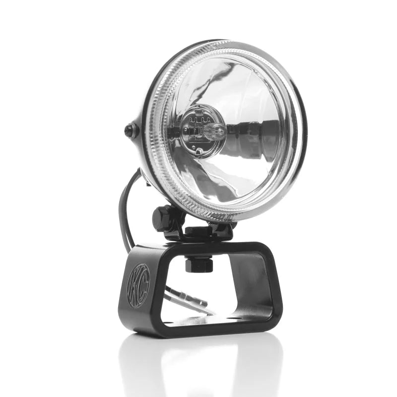 KC HiLiTES Rally 400 4in. Round Halogen Light 55w Spread Beam (Pair Pack System) - Black - Back View
