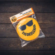 Load image into Gallery viewer, KC HiLiTES Retro 8in Round Yellow Vinyl Light Cover w/ Black KC The Original Logo (Pair) - Main Product View