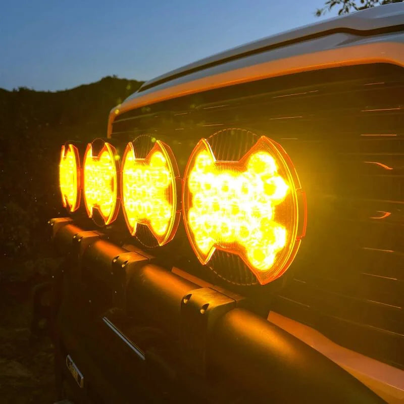 KC HiLiTES SlimLite 8in. LED Light Shield SAE Driving (Shield Only) - Selective Yellow - Back View