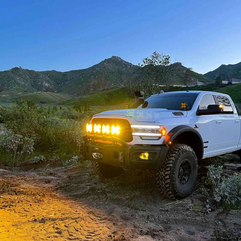 KC HiLiTES SlimLite 8in. LED Light Shield SAE Driving (Shield Only) - Selective Yellow - Installation View