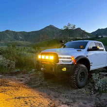 Load image into Gallery viewer, KC HiLiTES SlimLite 8in. LED Light Shield SAE Driving (Shield Only) - Selective Yellow - Installation View