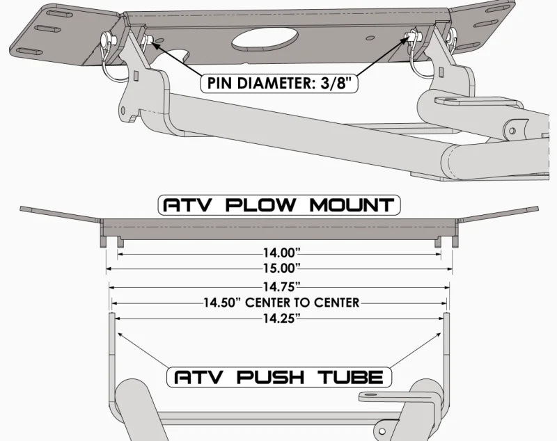 KFI ATV Plow Base Push Tube - Side View