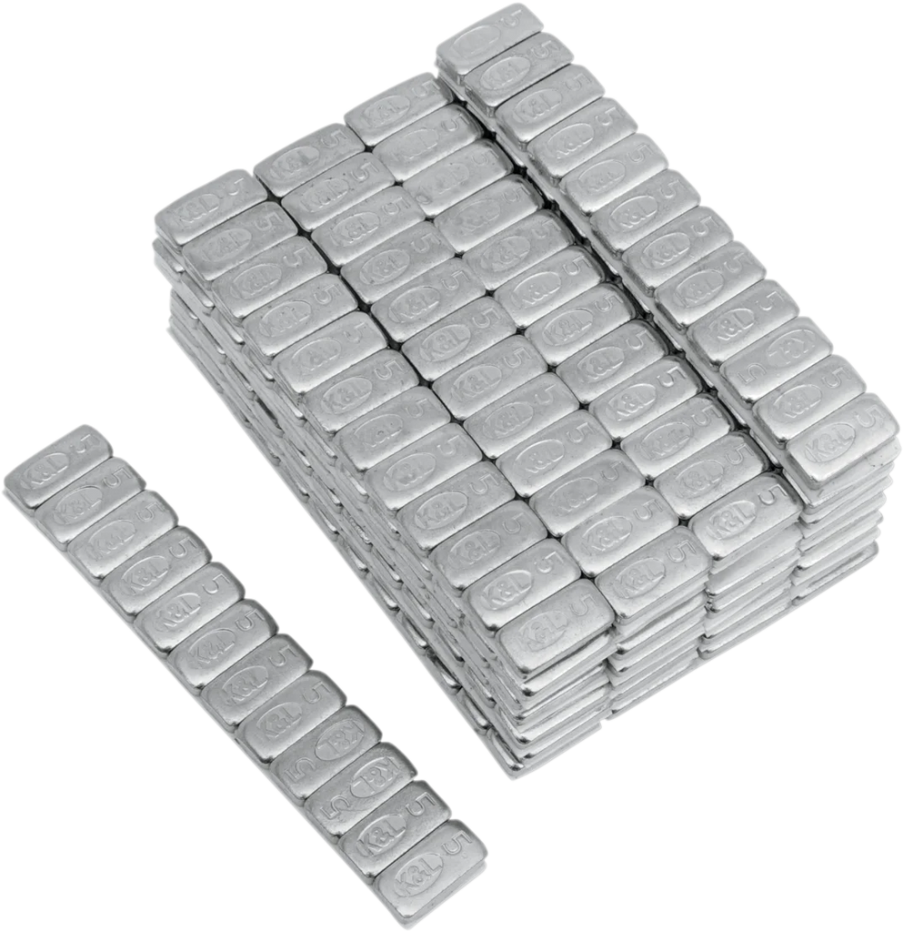 K&L Supply Wheel Weights - Rectangle - Adhesive Stick-On - Black - 360 Pack 32-8090 - Side View