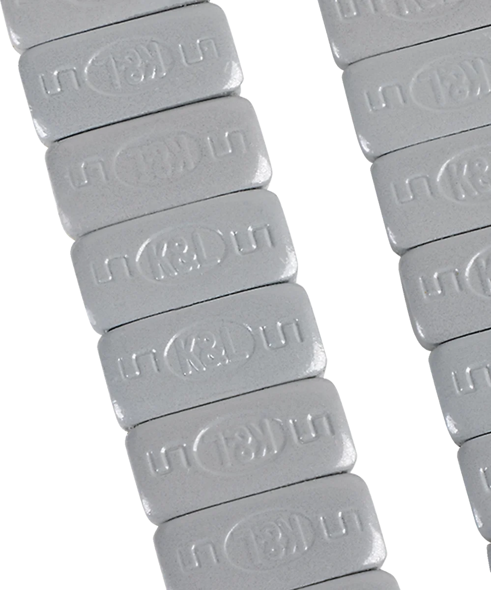 K&L Supply Wheel Weights - Rectangle - Adhesive Stick-On - Silver - 36 Pack 32-2413 - Side View