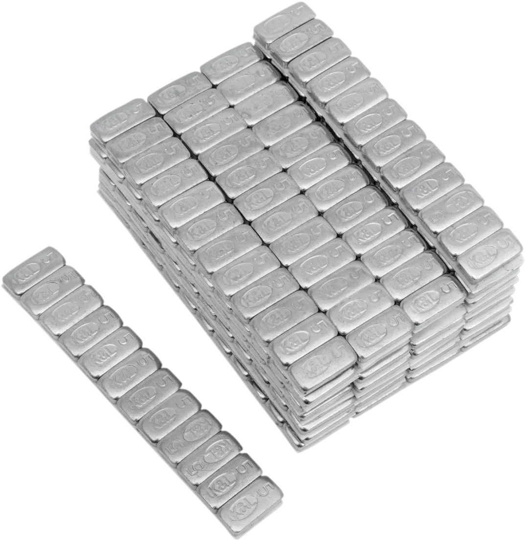 K&L Supply Wheel Weights - Rectangle - Adhesive Stick-On - Silver - 36 Pack 32-2415 - Side View