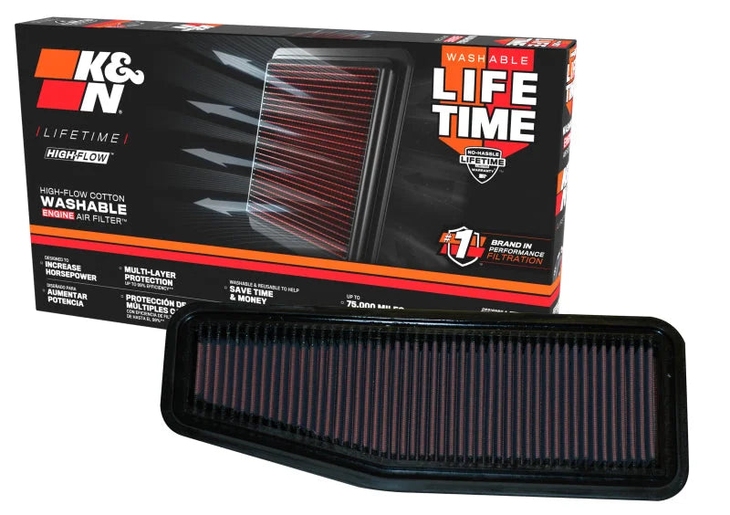 K&N 00-06 Toyota Previa / Rav4 2.0L/2.4L Drop In Air Filter - Back View