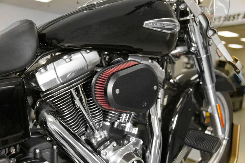 K&N 00-16 Harley Davidson Street Metal Intake System Flare Black - Back View