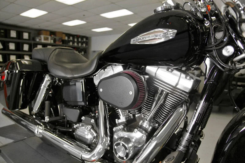 K&N 00-16 Harley Davidson Street Metal Intake System Flare Black - Installation View