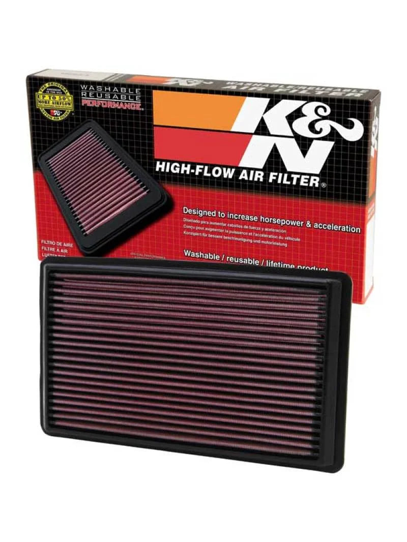 K&N 02-07 WRX/STi Drop In Air Filter 11in O/S Length / 6.563in O/S Width / 1.063in Height - Back View