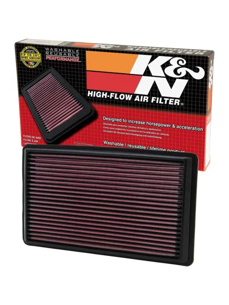 K&N 02-07 WRX/STi Drop In Air Filter 11in O/S Length / 6.563in O/S Width / 1.063in Height - Back View